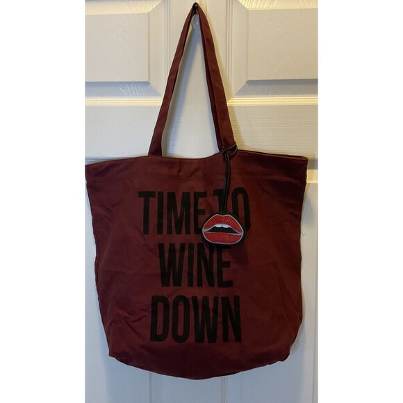 Sam Edelman Circus Maroon Tote Bag Inside Zip Pocket Handle Button Closure 17x17 - Picture 1 of 7
